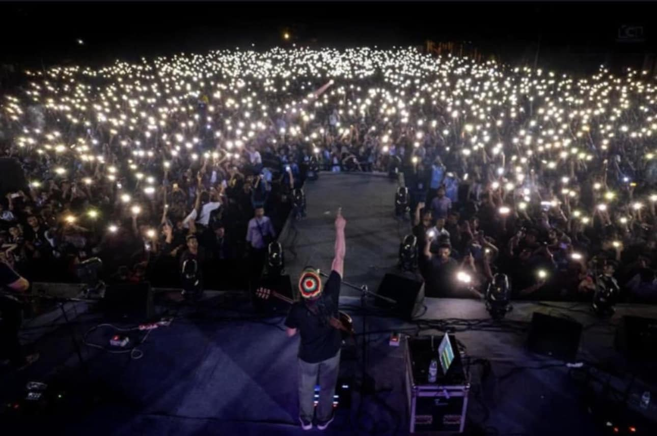 Crowd with lights
